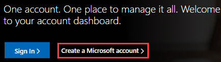 Image of the Microsoft Account page